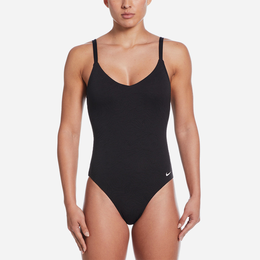 Đồ Bơi Thể Thao Một Mảnh Nữ Nike Swim V-Neck - Đen - Supersports Vietnam