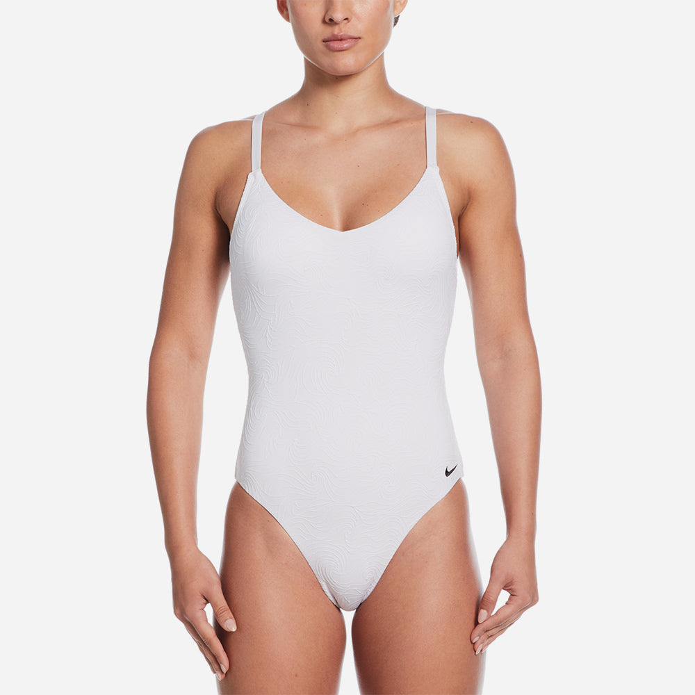 Đồ Bơi Thể Thao Một Mảnh Nữ Nike Swim V-Neck - Trắng - Supersports Vietnam