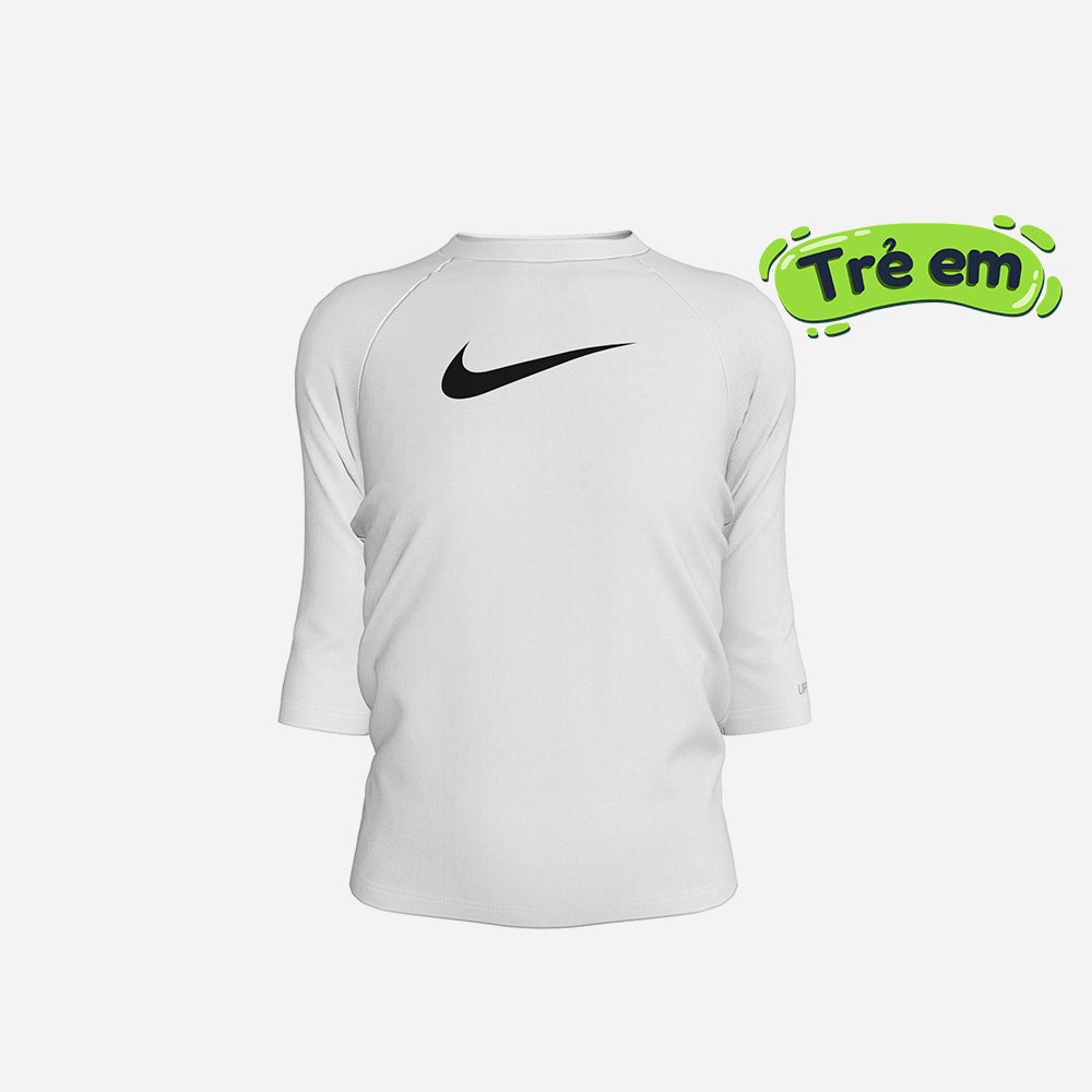 Áo Bơi Thể Thao Bé Gái Nike Swim Short Sleeve Hydroguard - Trắng - Supersports Vietnam