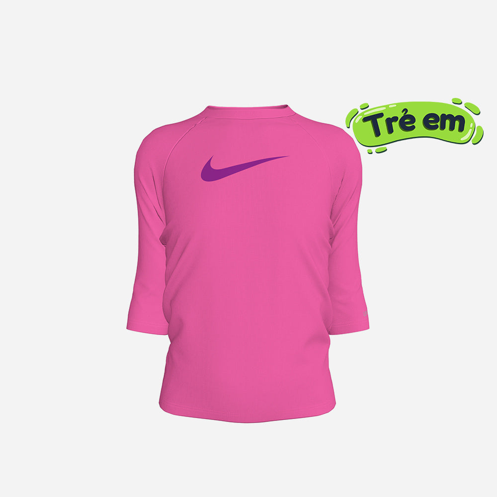 Áo Bơi Thể Thao Bé Gái Nike Swim Short Sleeve Hydroguard - Hồng - Supersports Vietnam