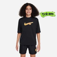 Áo Bơi Thể Thao Bé Trai Nike Swim Short Sleeve Hydroguard - Đen - Supersports Vietnam