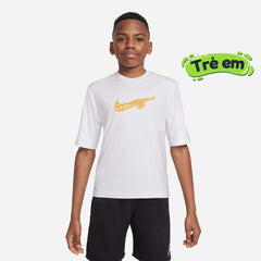 Áo Bơi Thể Thao Bé Trai Nike Swim Short Sleeve Hydroguard - Trắng - Supersports Vietnam