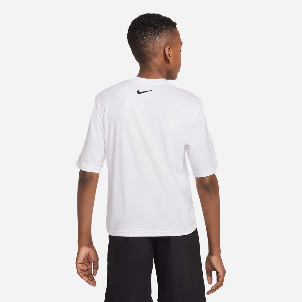 Áo Bơi Thể Thao Bé Trai Nike Swim Short Sleeve Hydroguard - Trắng - Supersports Vietnam