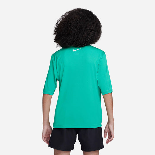 Áo Bơi Thể Thao Bé Trai Nike Swim Short Sleeve Hydroguard - Xanh Lá