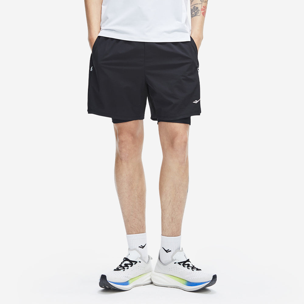 Quần Ngắn Thể Thao Nam Prospecs 2In1 4-Quarter Running - Đen - Supersports Vietnam