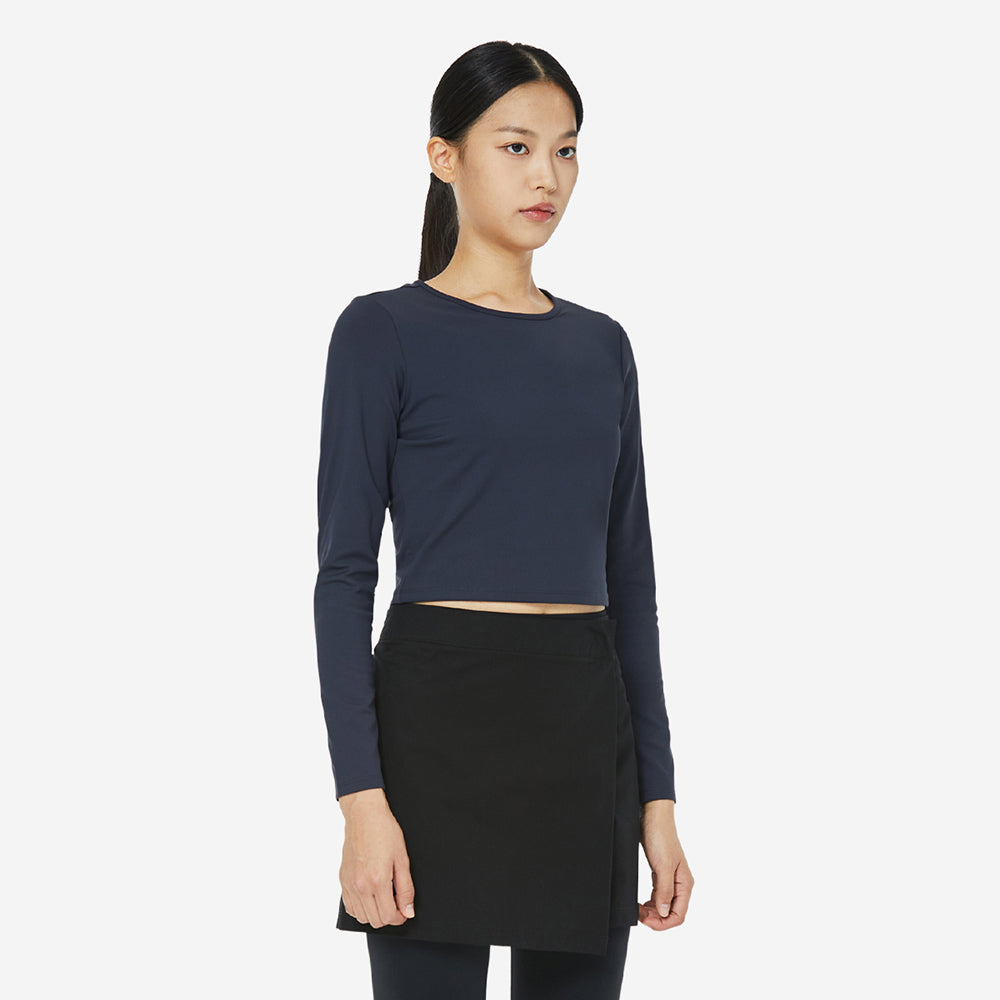 Áo Tay Dài Nữ Prospecs Semi-Crop Round - Xanh Navy - Supersports Vietnam