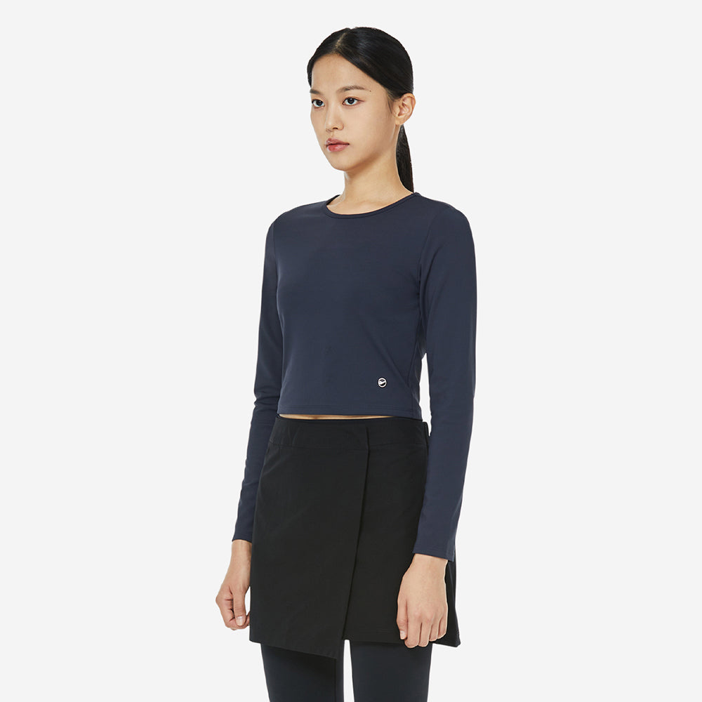 Áo Tay Dài Nữ Prospecs Semi-Crop Round - Xanh Navy - Supersports Vietnam