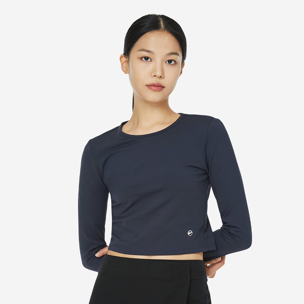 Áo Tay Dài Nữ Prospecs Semi-Crop Round - Xanh Navy - Supersports Vietnam