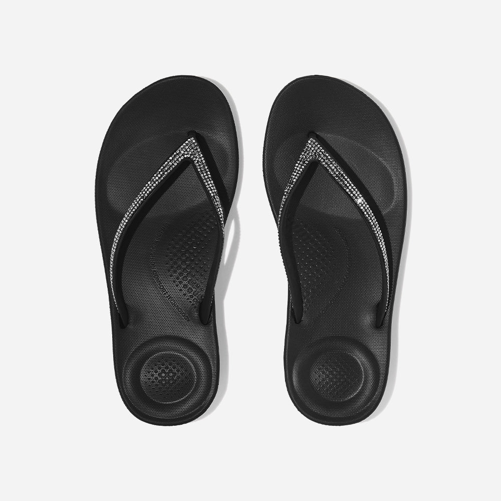 Dép Xỏ Ngón Nữ Fitflop Iqushion Sparkle - Đen - Supersports Vietnam