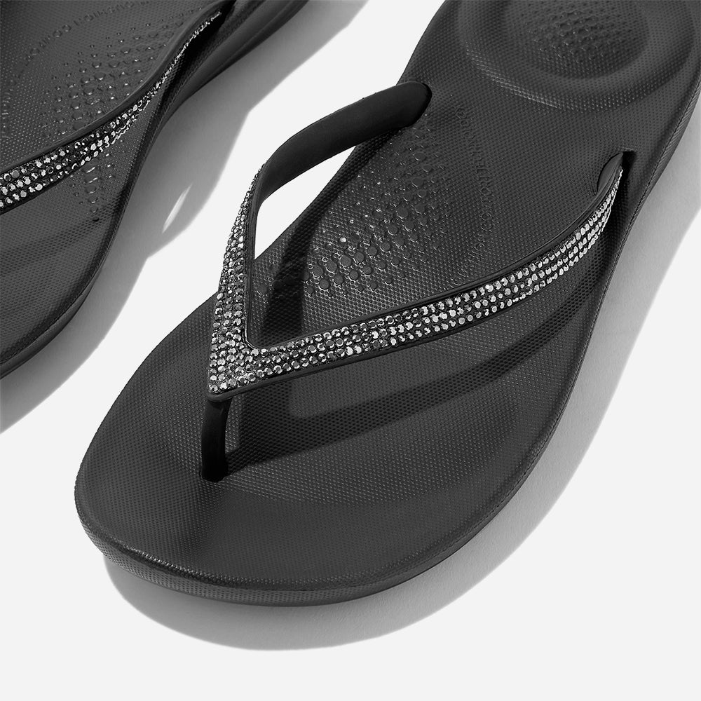 Dép Xỏ Ngón Nữ Fitflop Iqushion Sparkle - Đen - Supersports Vietnam