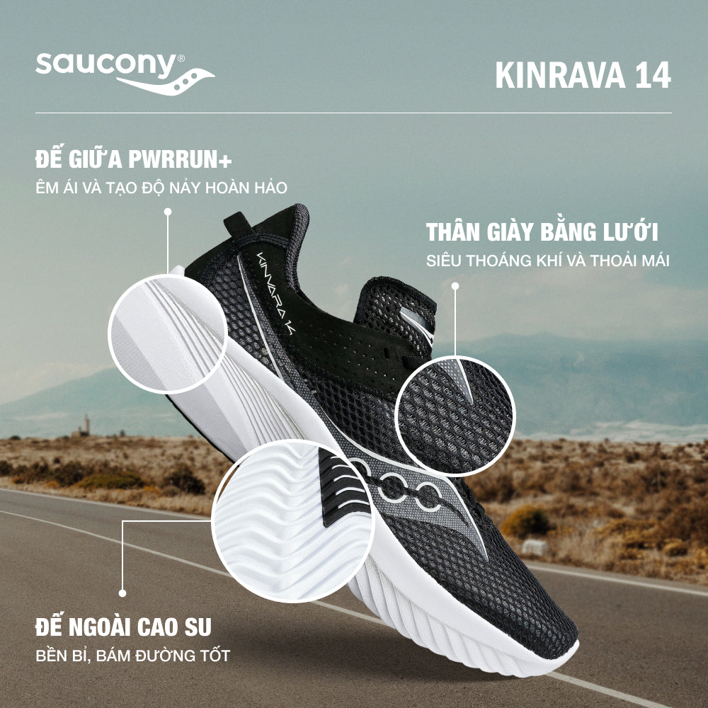 Giày Chạy Bộ Nữ Saucony Kinrava 14 - Đen - Supersports Vietnam