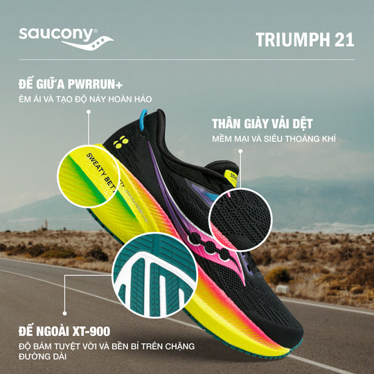 Giày Chạy Bộ Nữ Saucony Triumph 21 - Đen