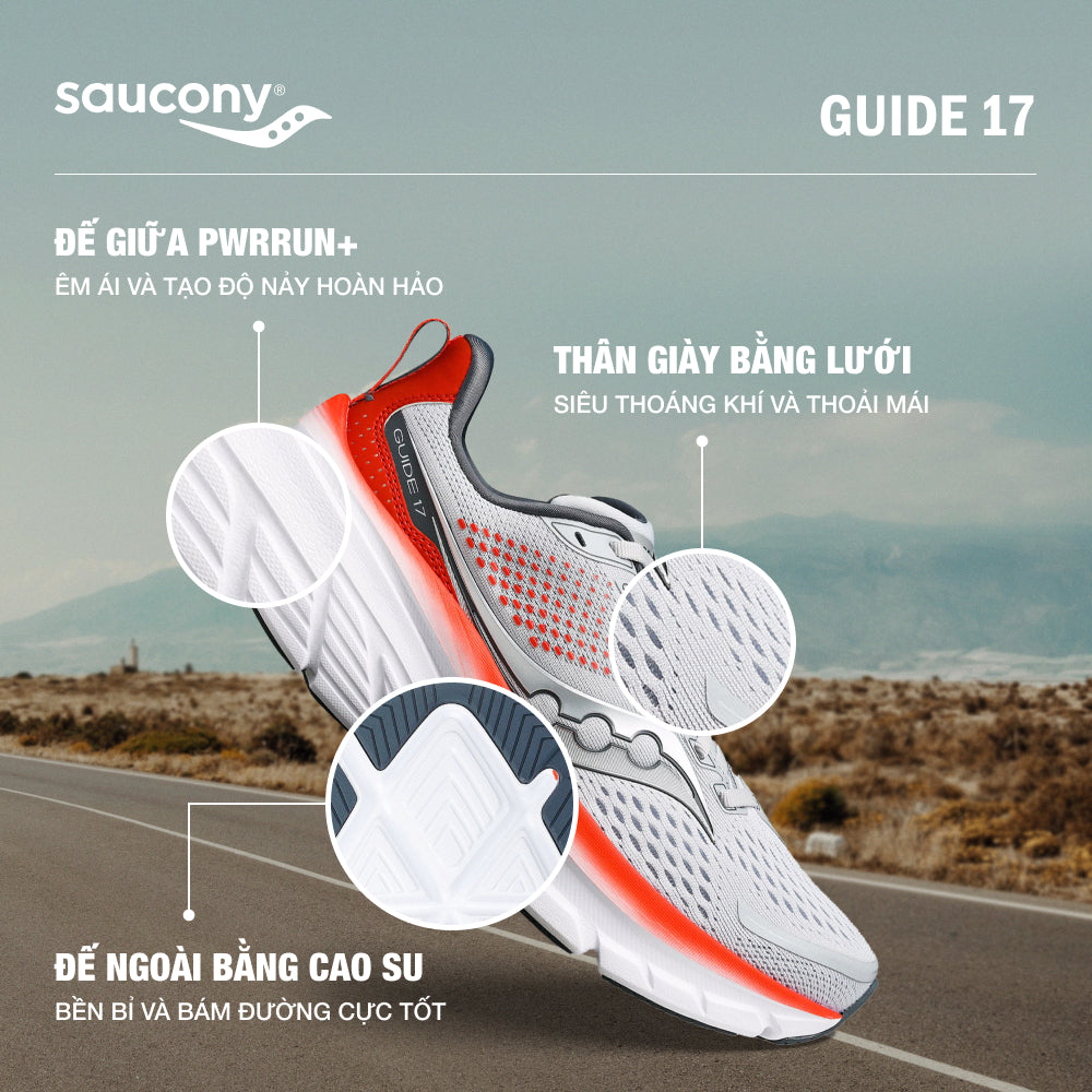 Giày Chạy Bộ Nữ Saucony Guide 17 - Xám - Supersports Vietnam