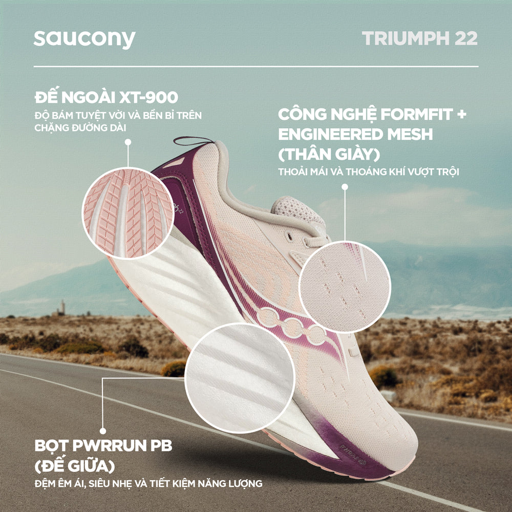 Giày Chạy Bộ Nữ Saucony Triumph 22 - Hồng - Supersports Vietnam