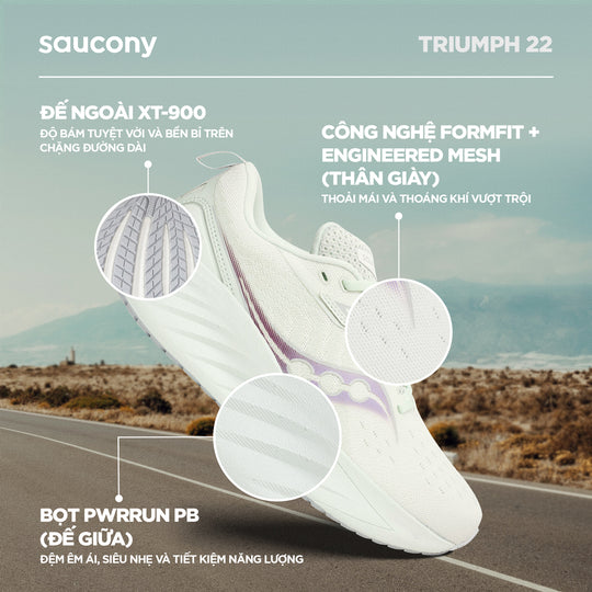 Giày Chạy Bộ Nữ Saucony Triumph 22 - Trắng