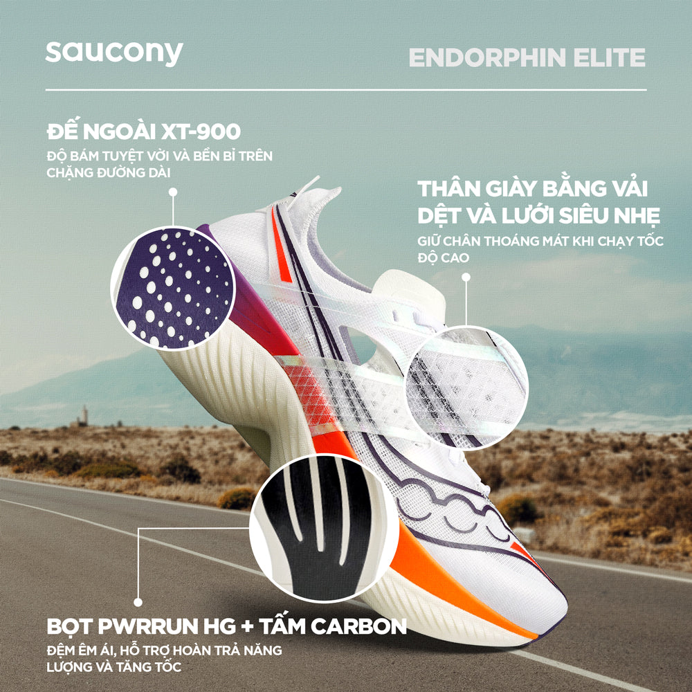 Giày Chạy Bộ Nam Saucony Endorphin Elite - Trắng - Supersports Vietnam