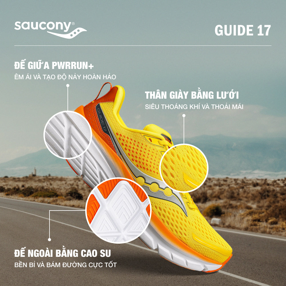 Giày Chạy Bộ Nam Saucony Guide 17 - Vàng - Supersports Vietnam