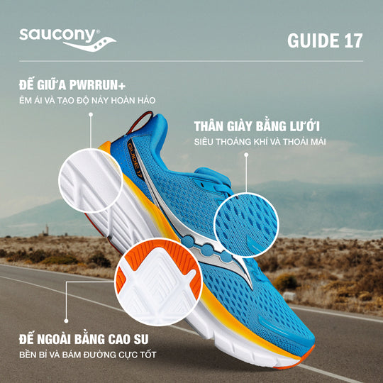 Giày Chạy Bộ Nam Saucony Guide 17 - Xanh Dương