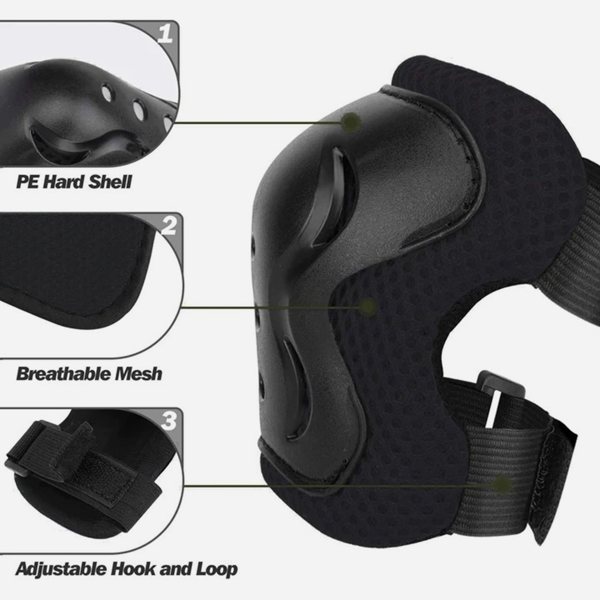 Bộ Miếng Đệm Bảo Vệ Spartan Knee & Elbow Pads And Wrist Protective Set Black Xs - Đen - Supersports Vietnam