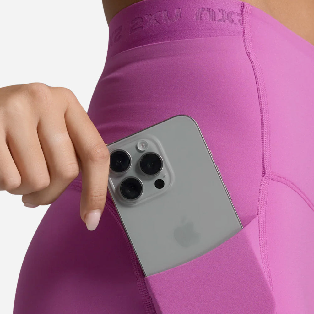 Quần Ngắn Bó Cơ Chạy Bộ Nữ 2XU Form Stash Hi-Rise - Hồng - Supersports Vietnam