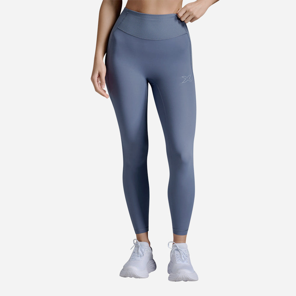 Quần Dài Bó Cơ Nữ 2XU Ribbed Hi-Rise Compression - Xanh Dương - Supersports Vietnam
