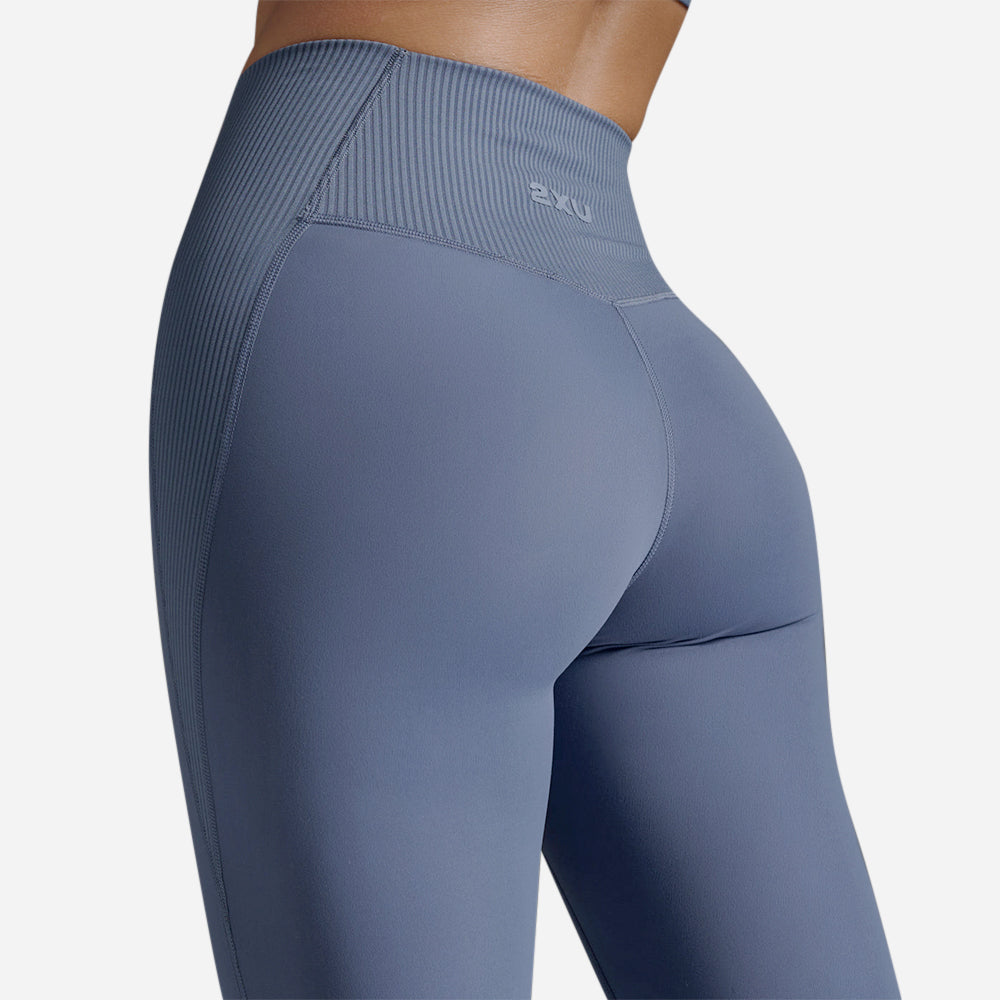 Quần Dài Bó Cơ Nữ 2XU Ribbed Hi-Rise Compression - Xanh Dương - Supersports Vietnam