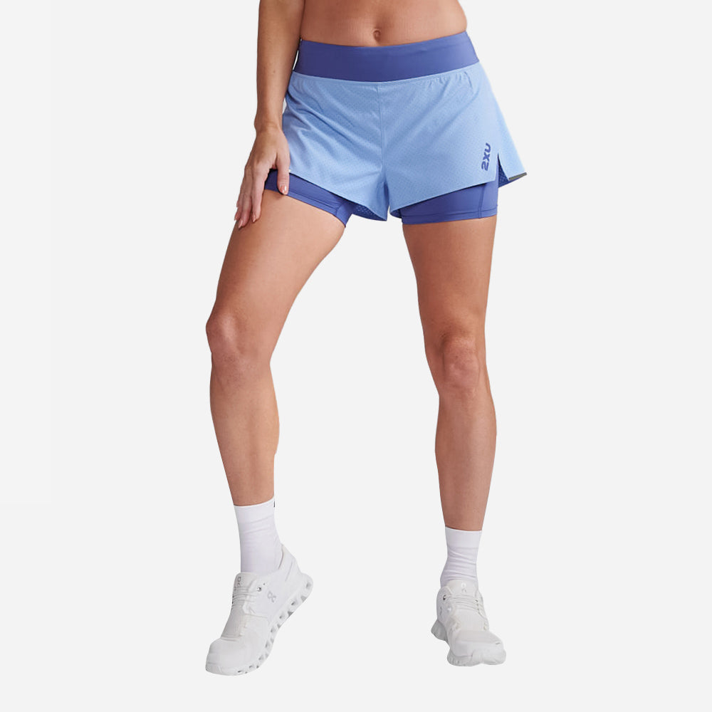 Quần Ngắn Nữ 2XU Aero 2-In-1 4 Inch - Xanh Dương - Supersports Vietnam