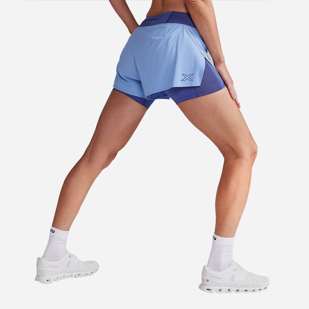 Quần Ngắn Nữ 2XU Aero 2-In-1 4 Inch - Xanh Dương - Supersports Vietnam