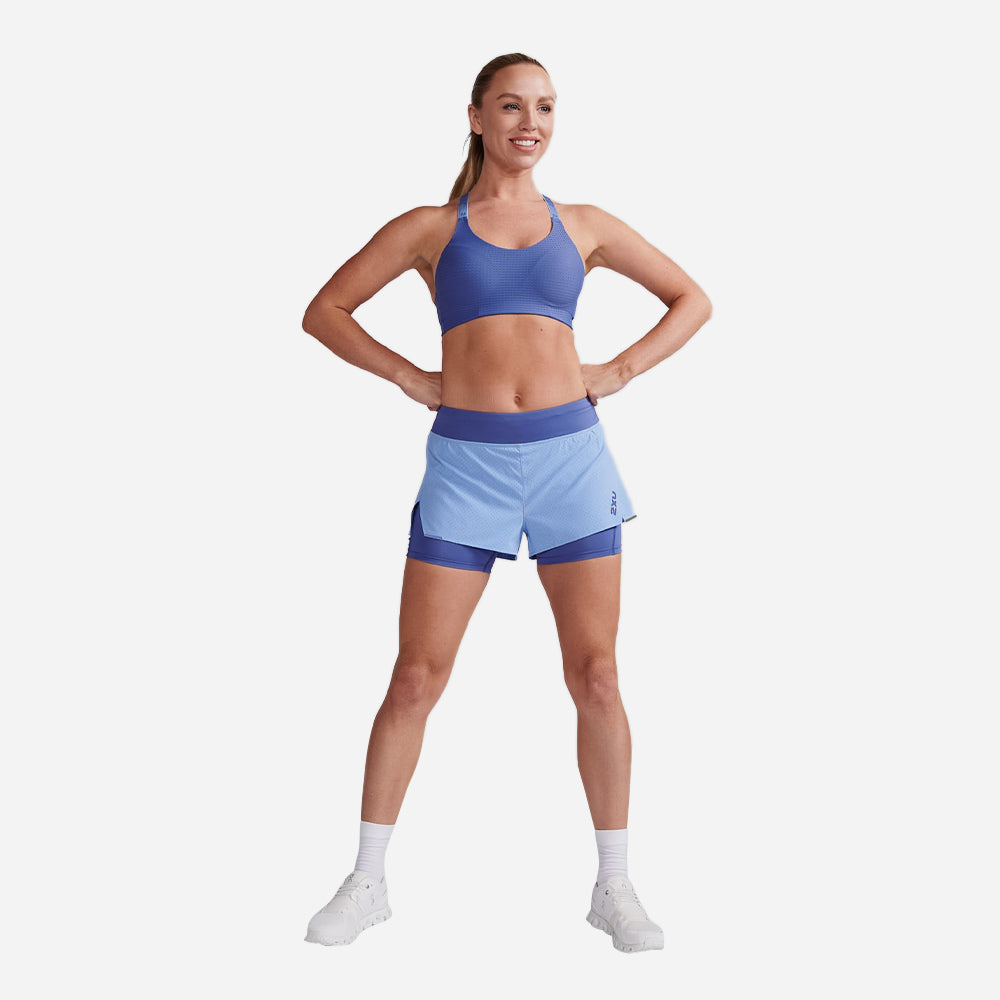 Quần Ngắn Nữ 2XU Aero 2-In-1 4 Inch - Xanh Dương - Supersports Vietnam