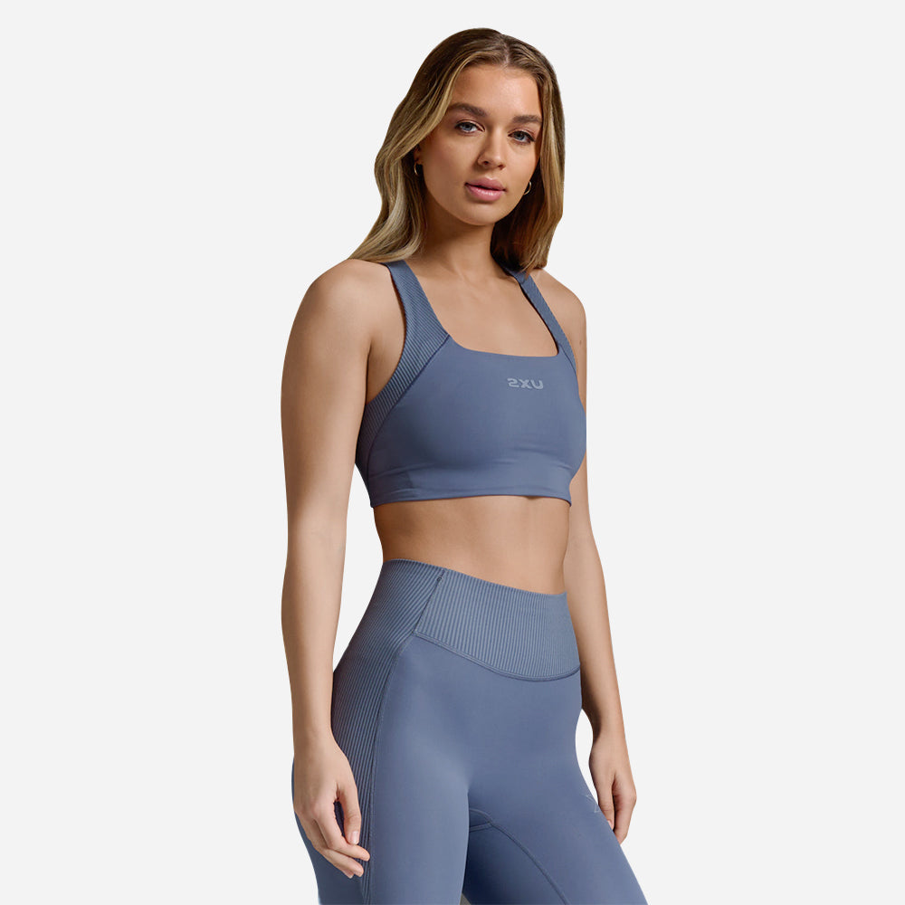 Áo Bra Nữ 2XU Ribbed Longline - Xanh Dương - Supersports Vietnam
