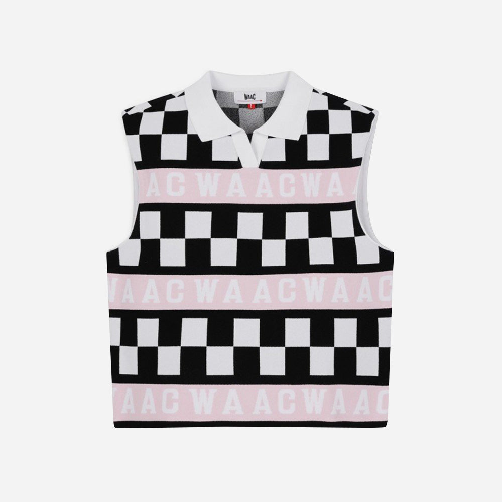 Áo Golf Tay Ngắn Nữ Waac Checker Knit - Đen - Supersports Vietnam