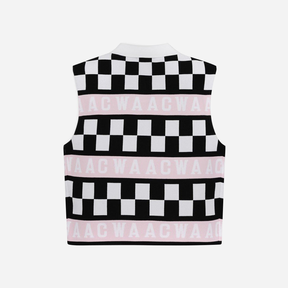 Áo Golf Tay Ngắn Nữ Waac Checker Knit - Đen - Supersports Vietnam