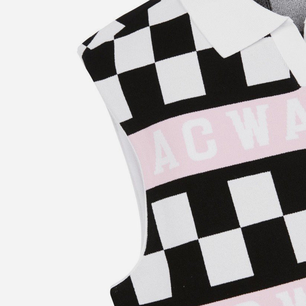 Áo Golf Tay Ngắn Nữ Waac Checker Knit - Đen - Supersports Vietnam