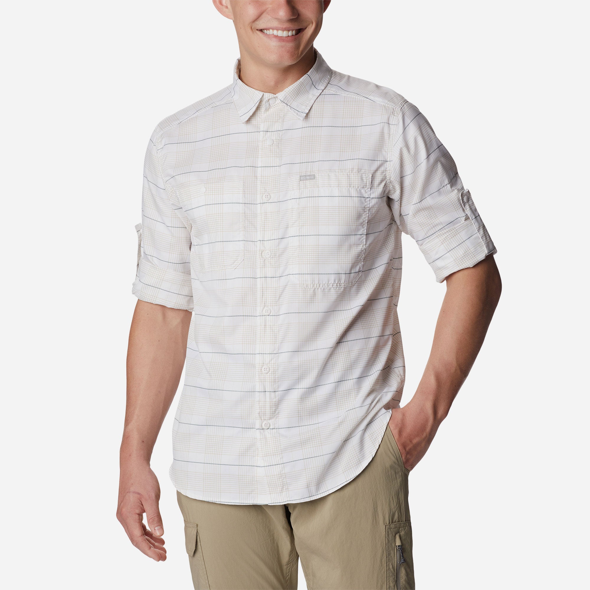 Áo Sơ Mi Dài Tay Nam Columbia Silver Ridge™ Utility Lite Plaid - Trắng - Supersports Vietnam