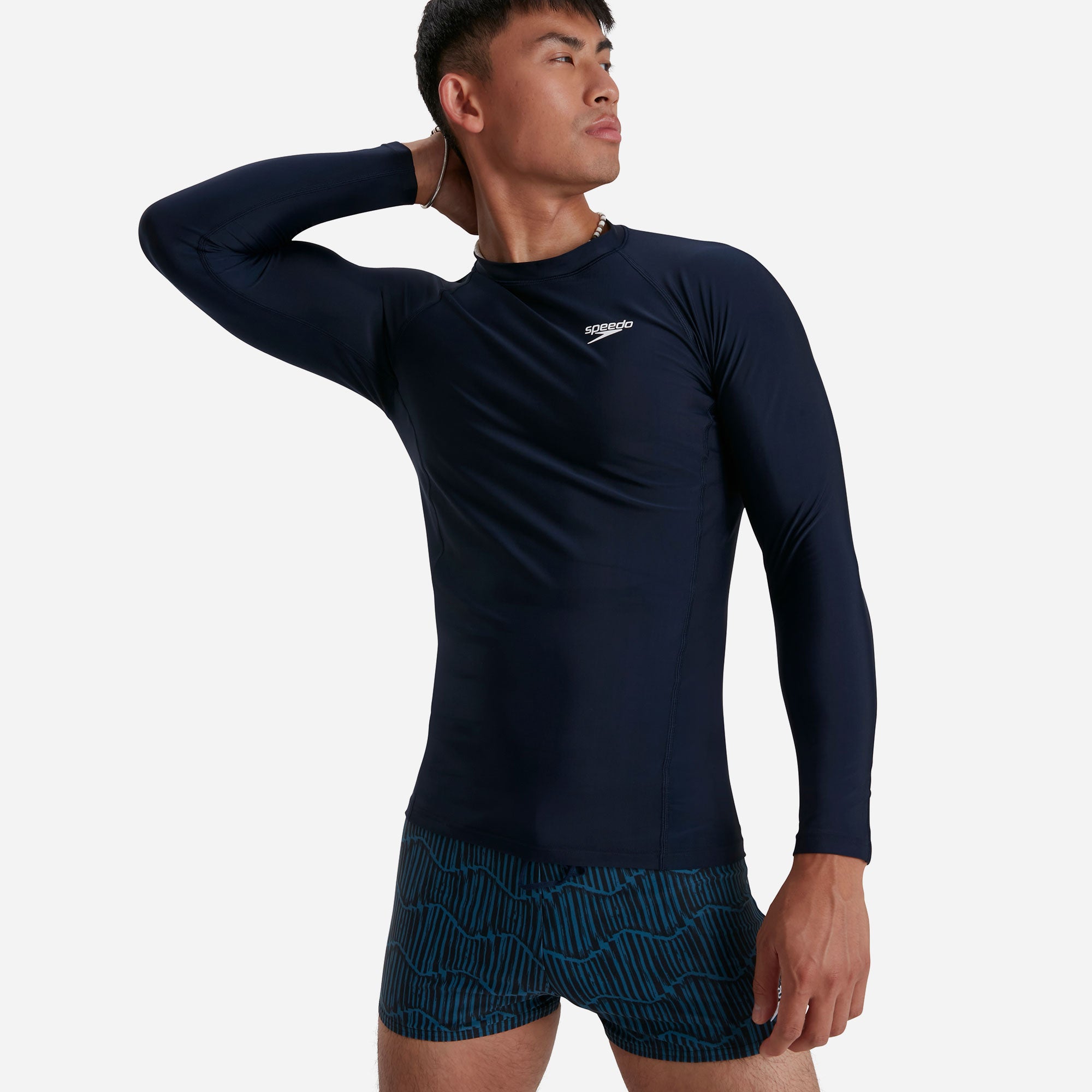 Áo Bơi Chống Nắng Nam Speedo Ls Sp Top Am Navy/White - Supersports Vietnam