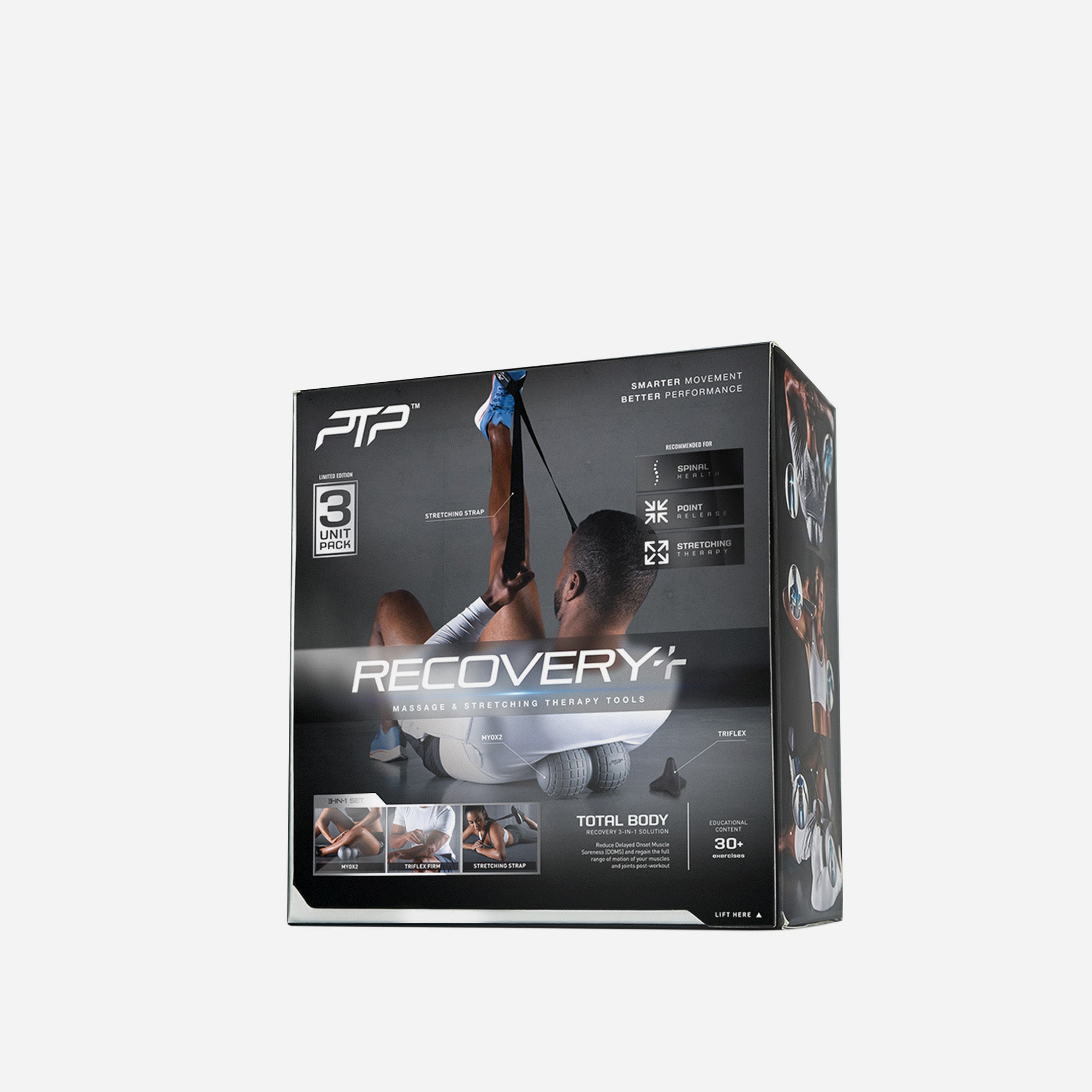 Bộ 3 Tập Giãn Cơ Và Mát Xa Ptp Recovery+ Pack (Gồm Bóng Xoay, Tam Giác Đàn Hồi, Dây Tập Đàn Hồi) - Xám - Supersports Vietnam