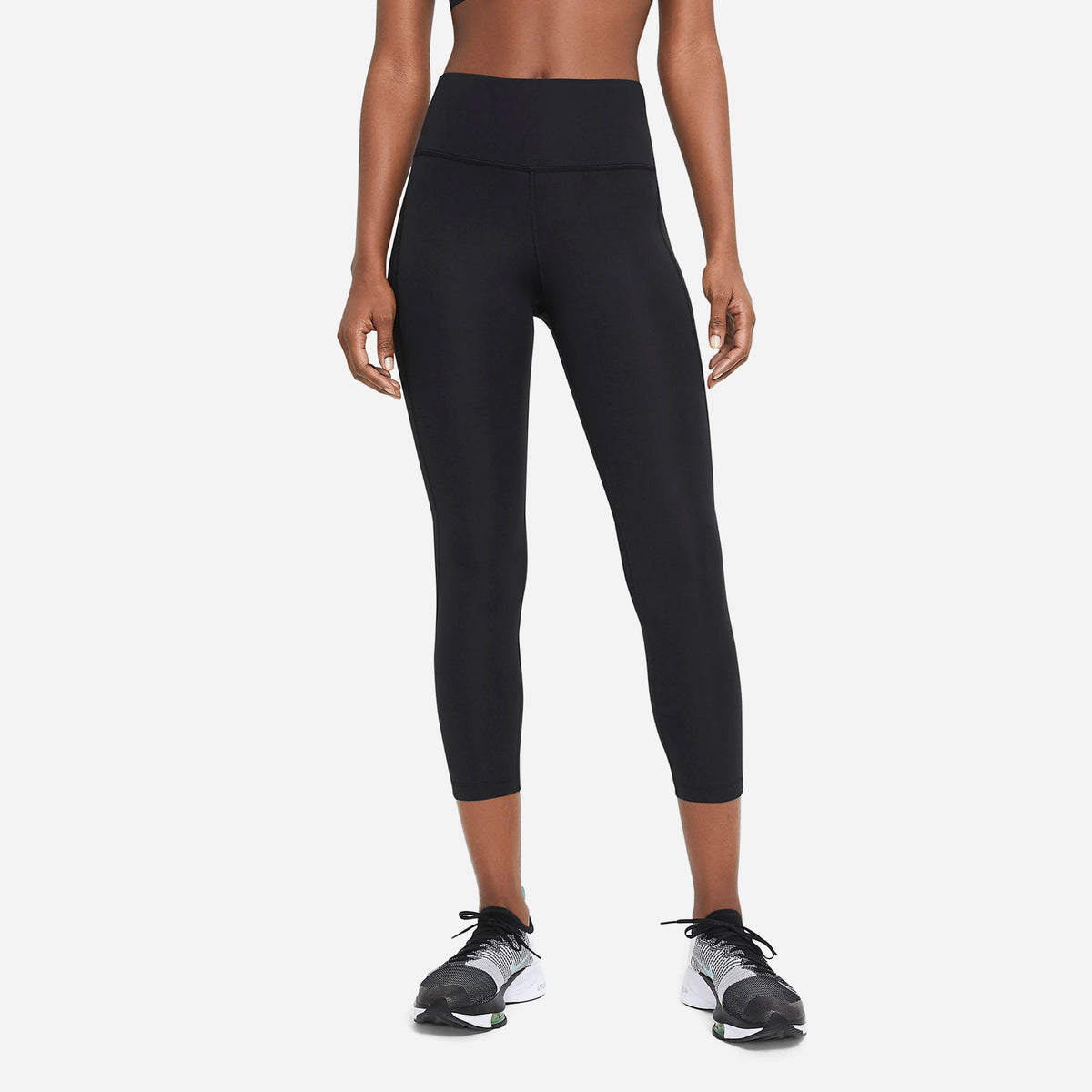 Quần Bó Thể Thao Chạy Bộ Nữ Nike Mid-Rise Crop - Đen