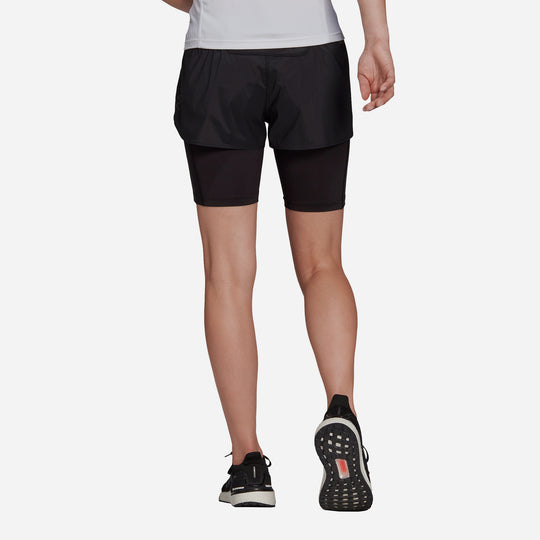Quần Ngắn Nữ Adidas Run Fast Two-In-One - Đen