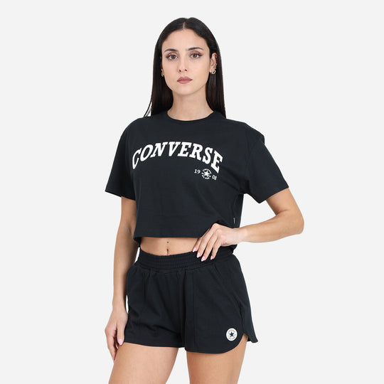 Women's Converse Retro Chuck Cropped T-Shirt - Black