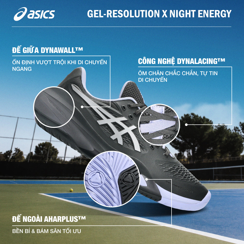 Giày Tennis Nam Asics Gel-Resolution X Night Energy - Xám - Supersports Vietnam