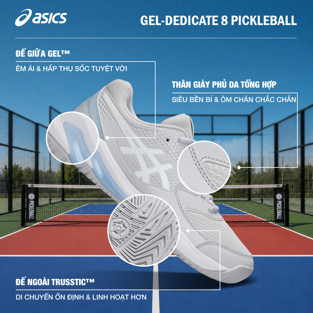 Giày Pickleball Nữ Asics Gel-Dedicate 8 - Xám - Supersports Vietnam
