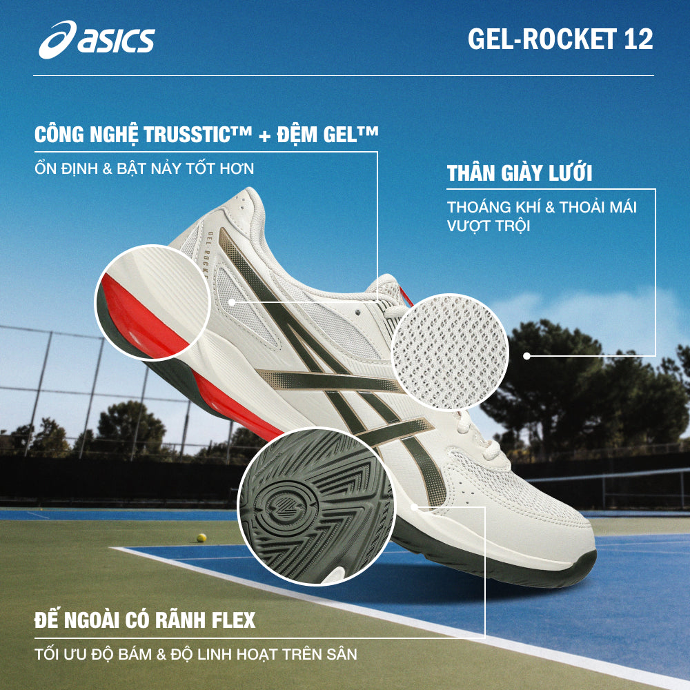 Giày Tennis Nam Asics Gel-Rocket 12 - Be - Supersports Vietnam