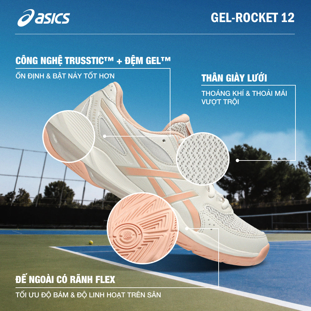 Giày Tennis Nữ Asics Gel-Rocket 12 - Trắng - Supersports Vietnam
