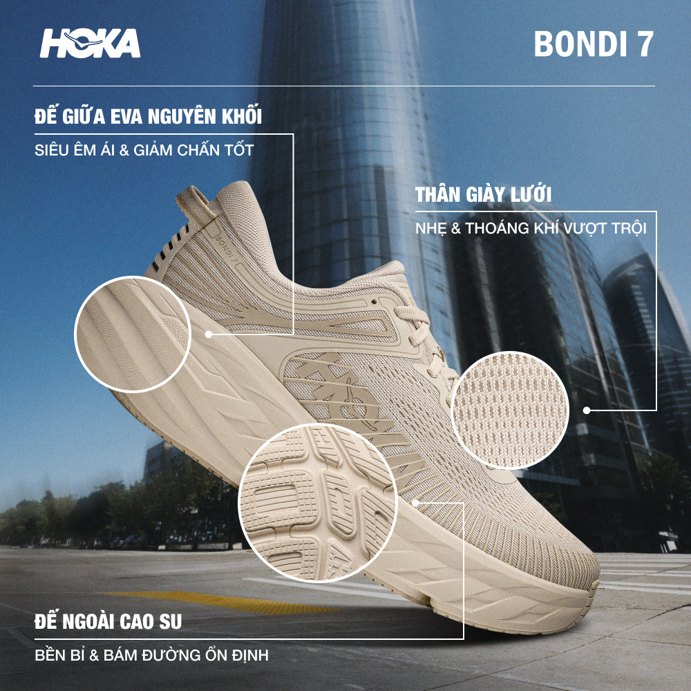 Giày Sneaker Nữ HOKA Bondi 7 - Be - Supersports Vietnam