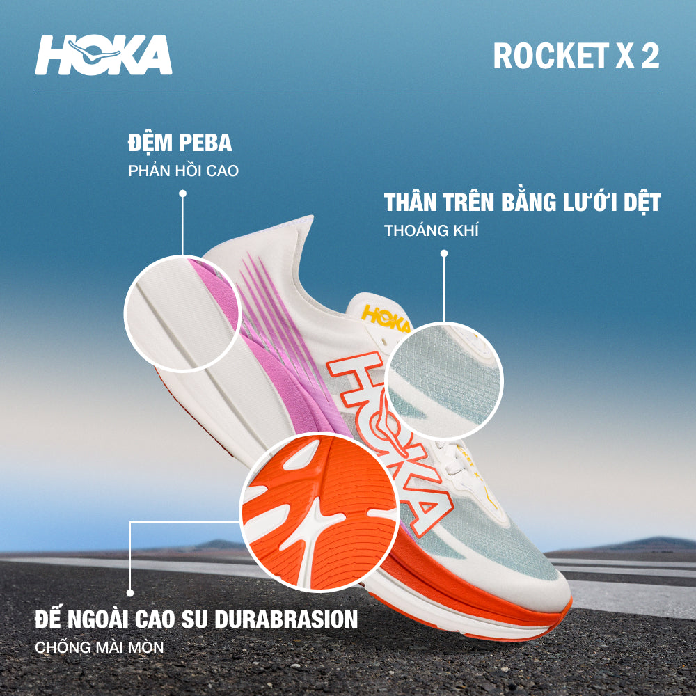 Giày Chạy Bộ Unisex HOKA Rocket X 2 - Trắng - Supersports Vietnam
