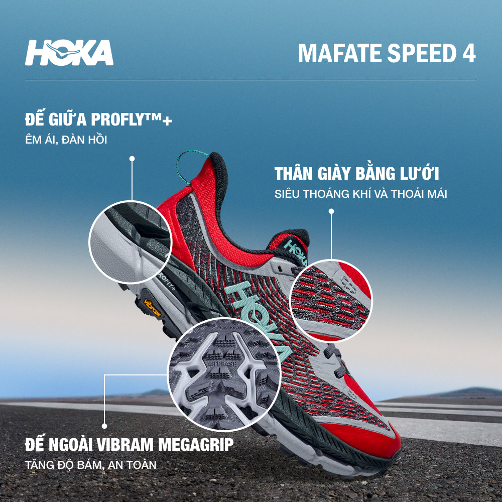 Giày Chạy Bộ Nữ Hoka Mafate Speed 4 - Đỏ