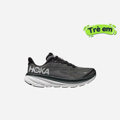 Kids' Hoka Clifton 9 Youth Running Shoes - Black