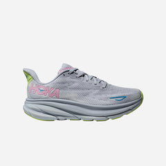 Women's Hoka Clifton 9 Wide Running Shoes - Gray