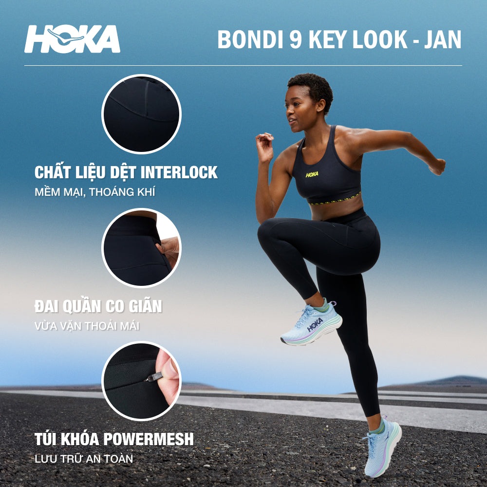 Quần Bó Thể Thao Nữ HOKA Novafly 25'' - Đen - Supersports Vietnam