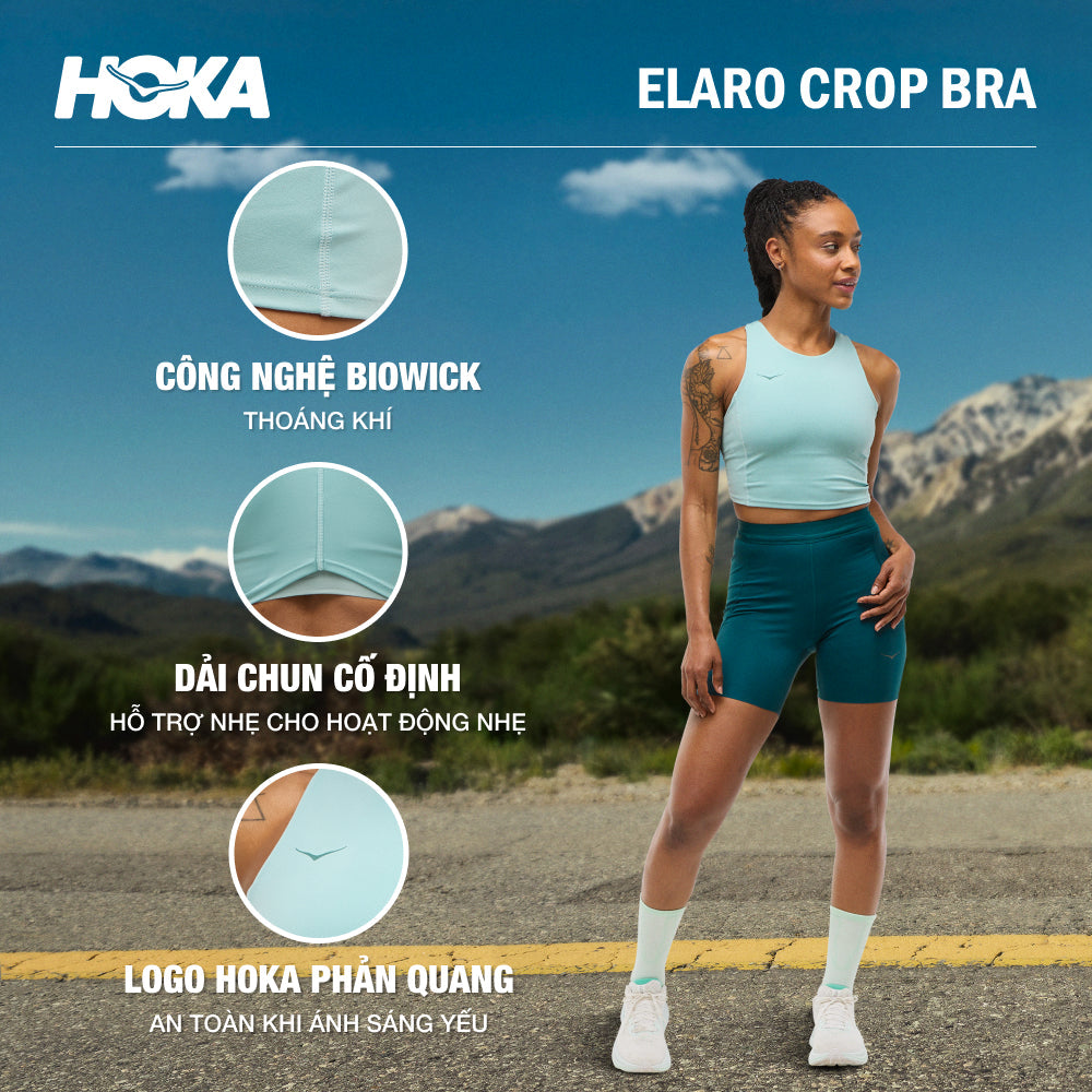 Áo Bra Thể Thao Nữ HOKA Elaro Crop - Xanh Mint - Supersports Vietnam